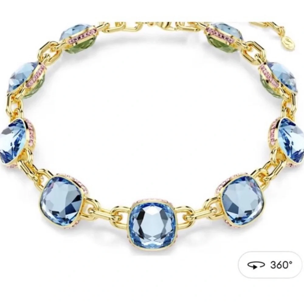 Swarovski Chroma Tennis Necklace - Blue and Gold - Picture 7 of 7